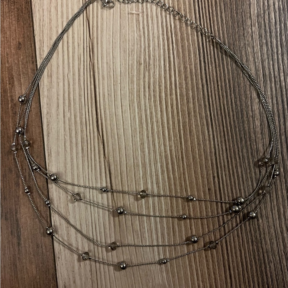Silver layered necklace